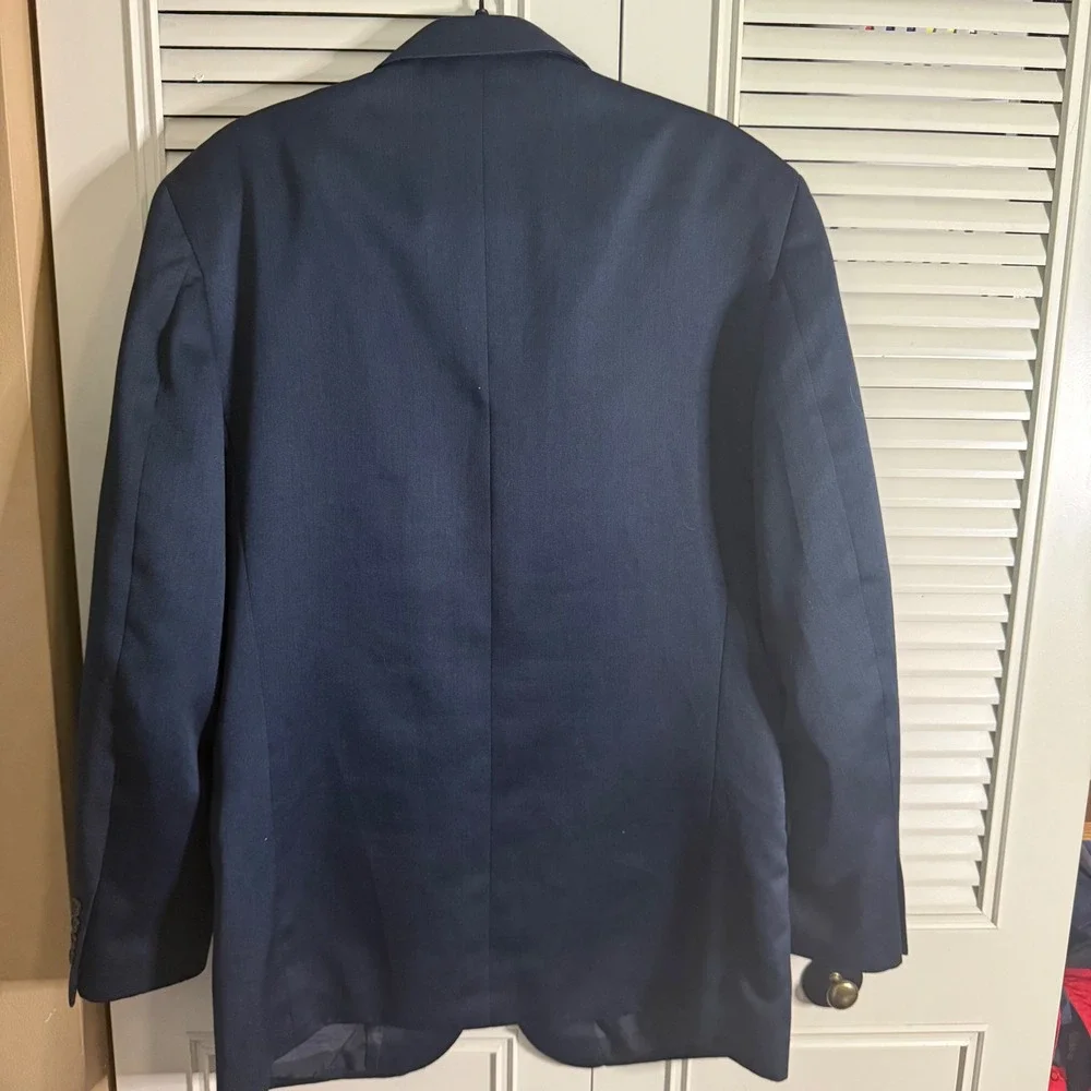 Vanetti Mens Navy Blue 4 Button Blazer Suit Jacket Size 40L Formal Professional